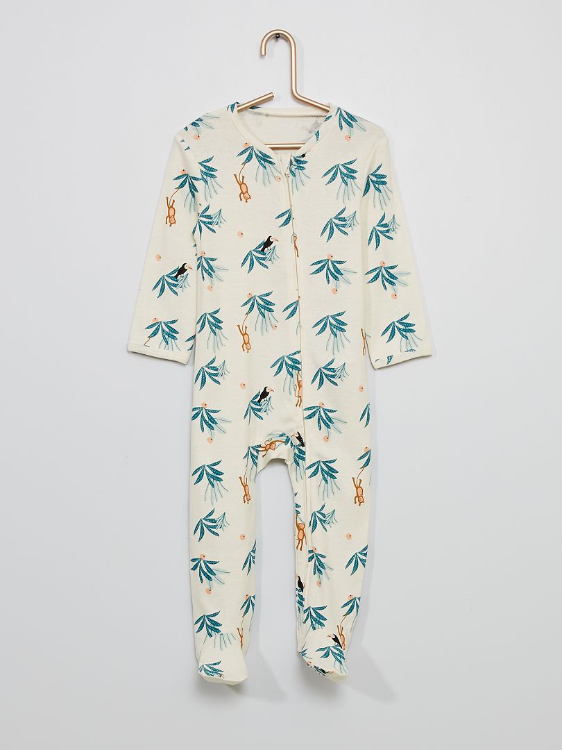 Pyjama long en jersey blanc/palmier - Kiabi