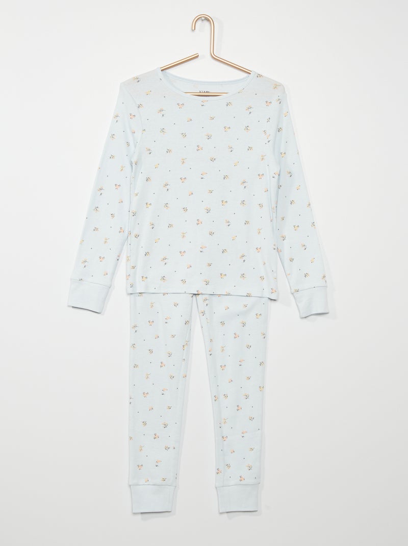 Pyjama long en jersey bleu clair - Kiabi