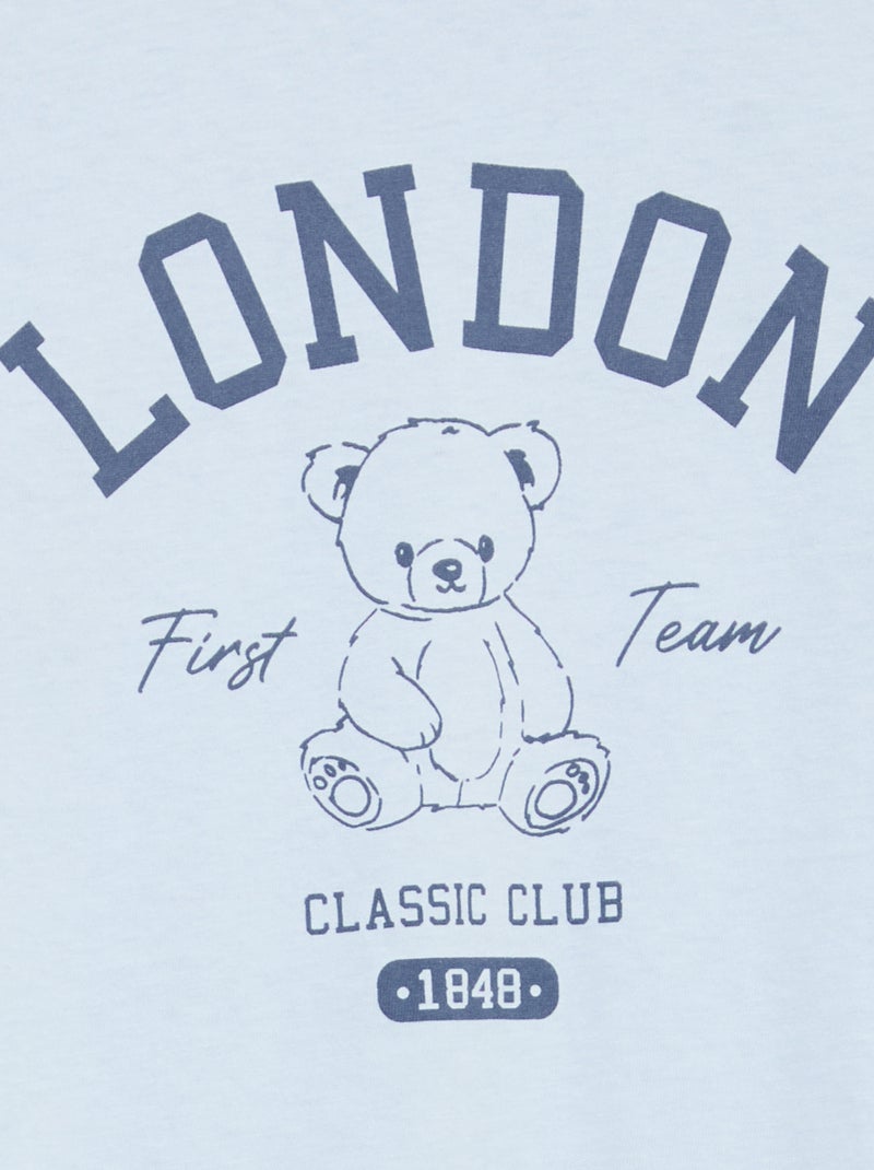 Pyjama long en jersey de coton - 2 pièces Bleu - Kiabi