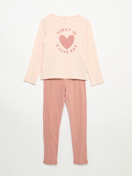 Pyjama long en jersey de coton - 2 pièces - Kiabi