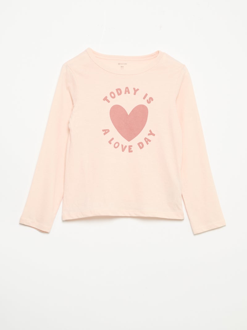 Pyjama long en jersey de coton - 2 pièces Rose - Kiabi