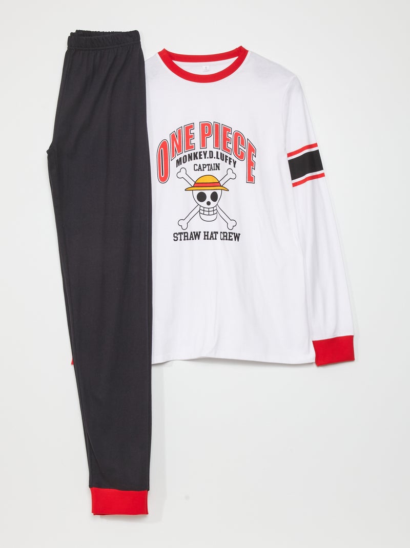 Pyjama long en jersey 'One Piece' noir/blanc - Kiabi