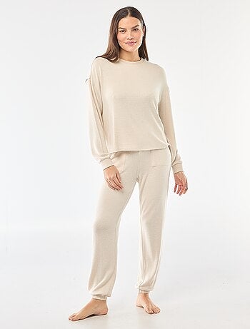 Pyjama long en maille chaude - 2 pièces