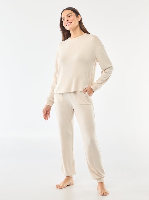 Pyjama long en maille chaude - 2 pièces - Kiabi