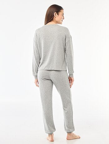 Pyjama long en maille chaude - 2 pièces