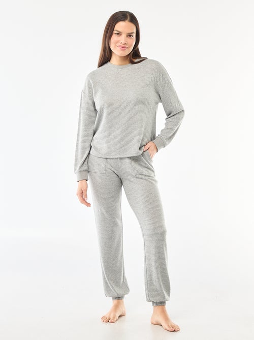 Pyjama long en maille chaude - 2 pièces - Kiabi