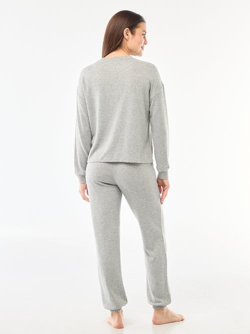Pyjama long en maille chaude - 2 pièces - Kiabi