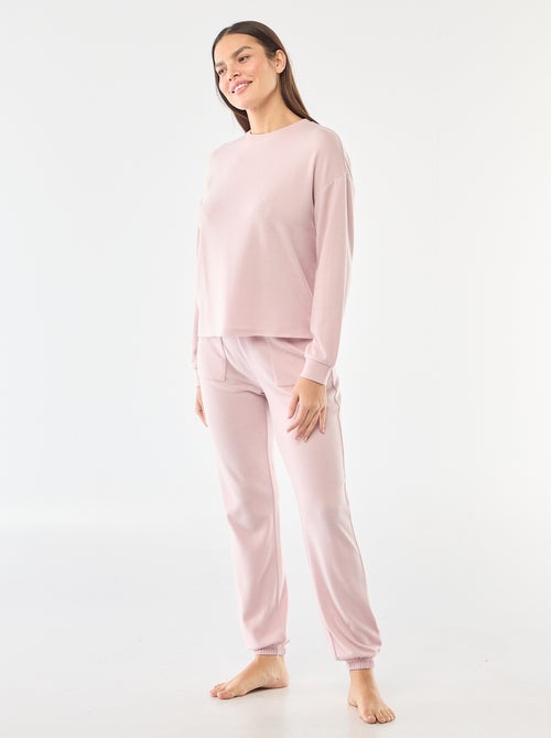 Pyjama long en maille chaude - 2 pièces - Kiabi