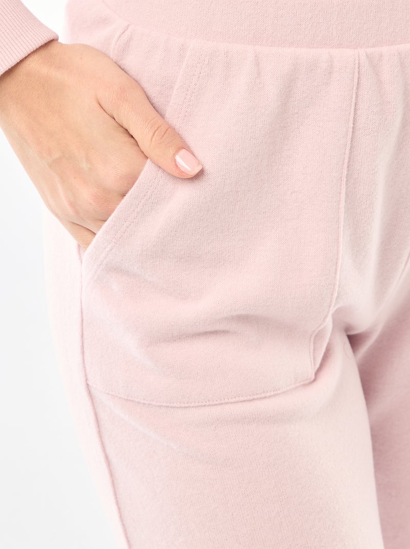 Pyjama long en maille chaude - 2 pièces Rose - Kiabi