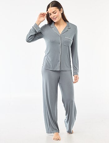 Pyjama long en maille douce stretch - 2 pièces