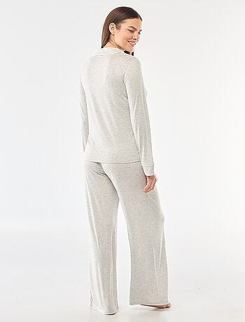 Pyjama long en maille douce stretch - 2 pièces