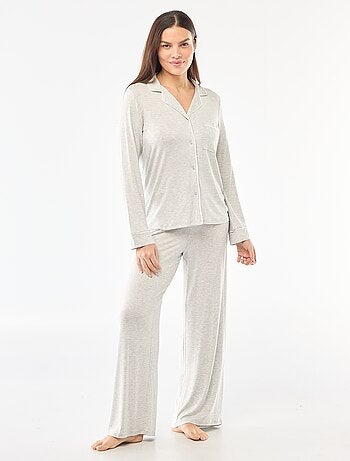 Pyjama long en maille douce stretch - 2 pièces