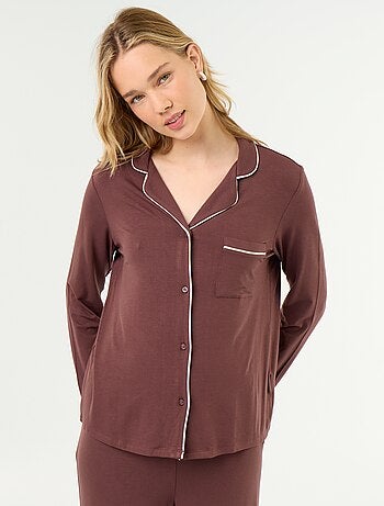 Pyjama long en maille douce stretch - 2 pièces