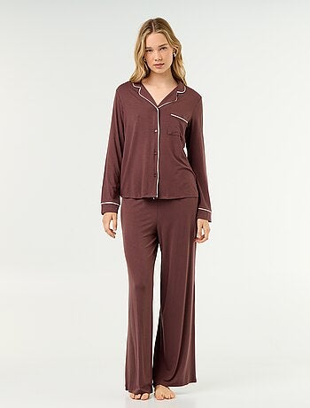 Pyjama long en maille douce stretch - 2 pièces