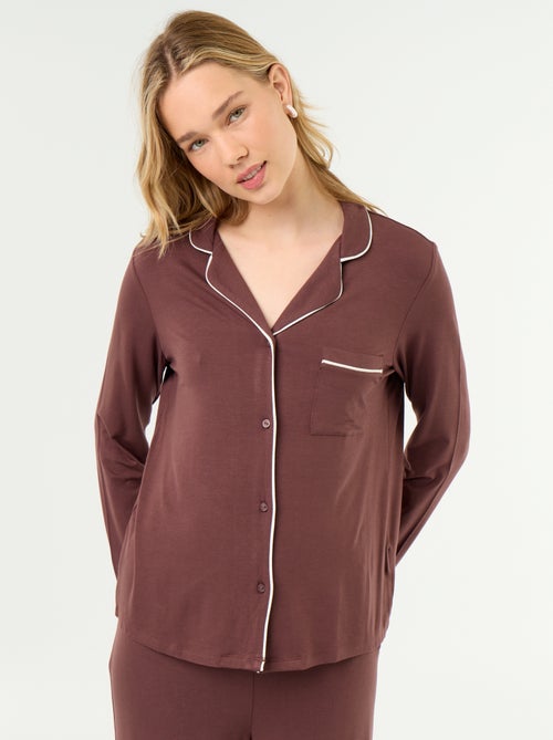 Pyjama long en maille douce stretch - 2 pièces - Kiabi