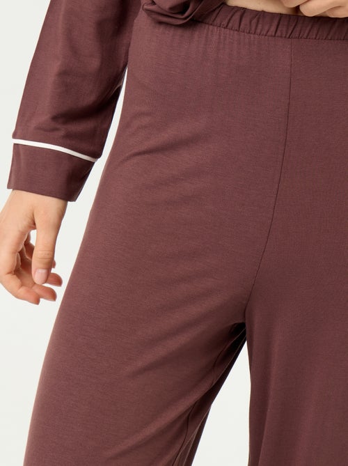 Pyjama long en maille douce stretch - 2 pièces - Kiabi