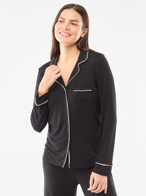 Pyjama long en maille douce stretch - 2 pièces - Kiabi