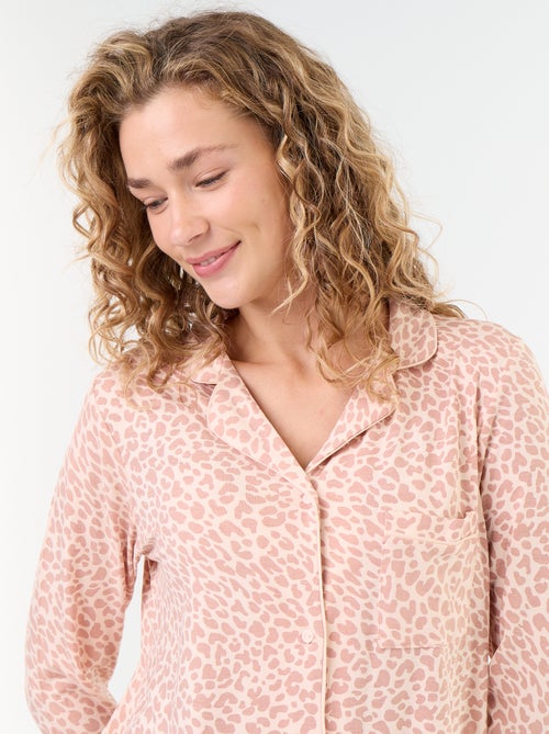 Pyjama long en maille douce stretch - 2 pièces - Kiabi