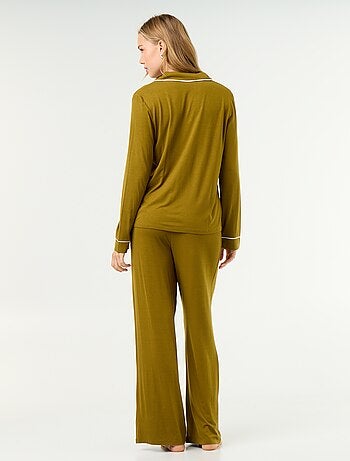 Pyjama long en maille douce stretch - 2 pièces
