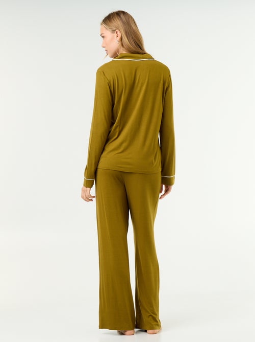 Pyjama long en maille douce stretch - 2 pièces - Kiabi Pyjama long en maille douce stretch - 2 pièces - Kiabi