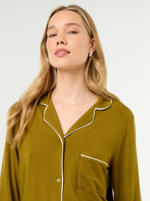 Pyjama long en maille douce stretch - 2 pièces - Kiabi Pyjama long en maille douce stretch - 2 pièces - Kiabi