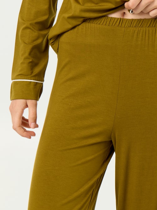 Pyjama long en maille douce stretch - 2 pièces - Kiabi Pyjama long en maille douce stretch - 2 pièces - Kiabi