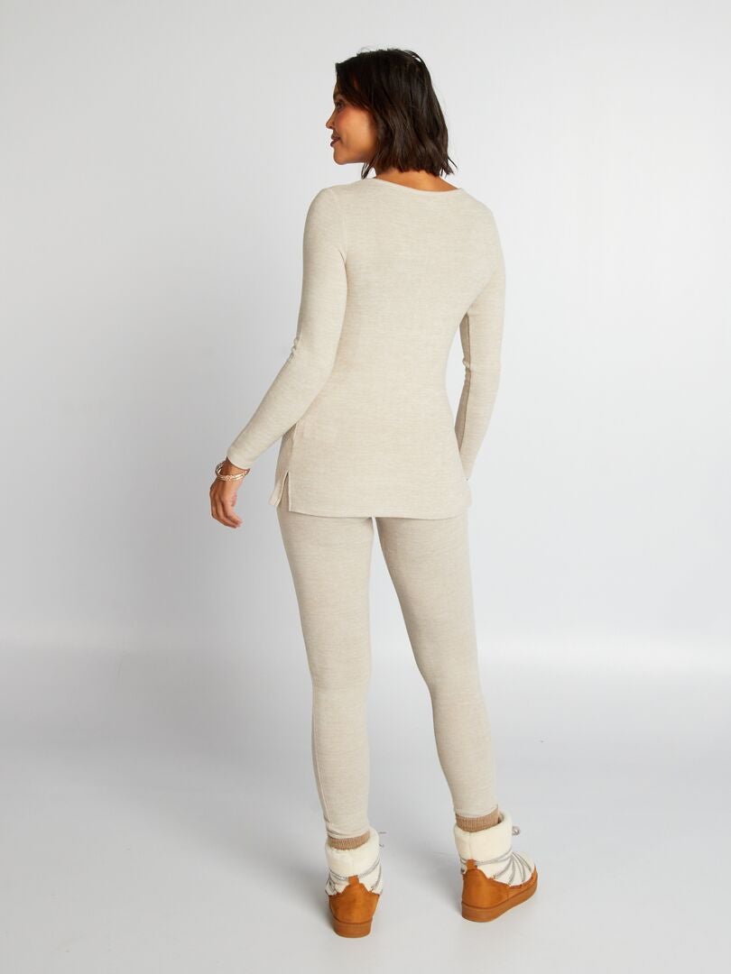 Pyjama Femme 2 Pièces En Coton Long - Motif Cœur, Avec Poches, Confortable Pour La Maison Et L'hiver