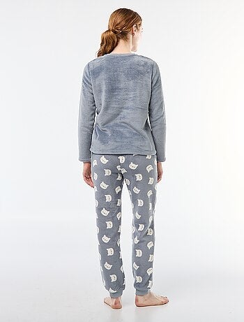 Pyjama long en maille doudou - 2 pièces