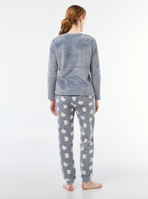 Pyjama long en maille doudou - 2 pièces - Kiabi