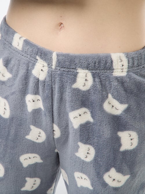 Pyjama long en maille doudou - 2 pièces - Kiabi