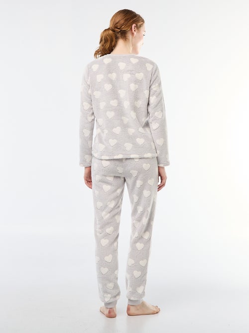 Pyjama long en maille doudou - 2 pièces - Kiabi