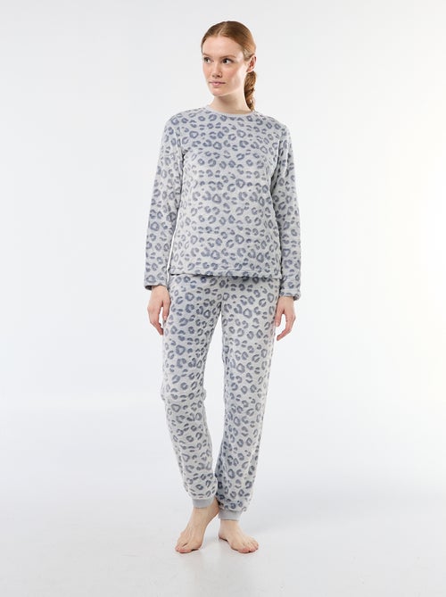 Pyjama long en maille doudou - 2 pièces - Kiabi