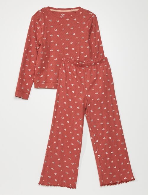 Pyjama long en maille pointelle - 2 pièces - Kiabi