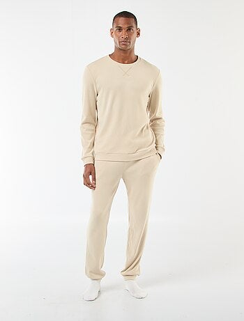 Pyjama long en matière gaufrée et douce - 2 pièces