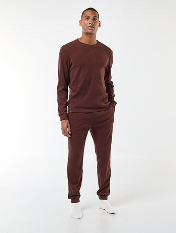 Pyjama long en matière gaufrée et douce - 2 pièces