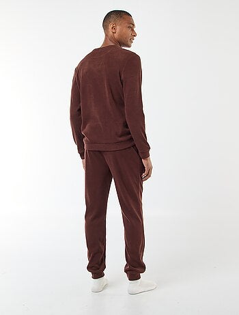 Pyjama long en matière gaufrée et douce - 2 pièces