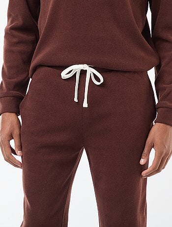 Pyjama long en matière gaufrée et douce - 2 pièces