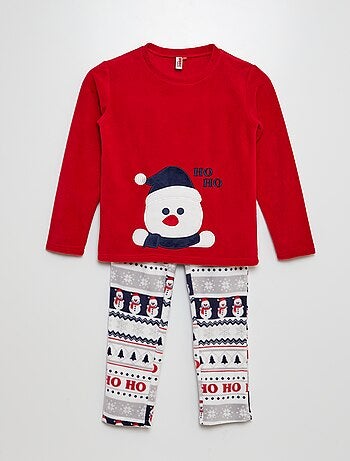 Pyjama long en polaire 'bonhomme de neige' 'Noël' - 2 pièces