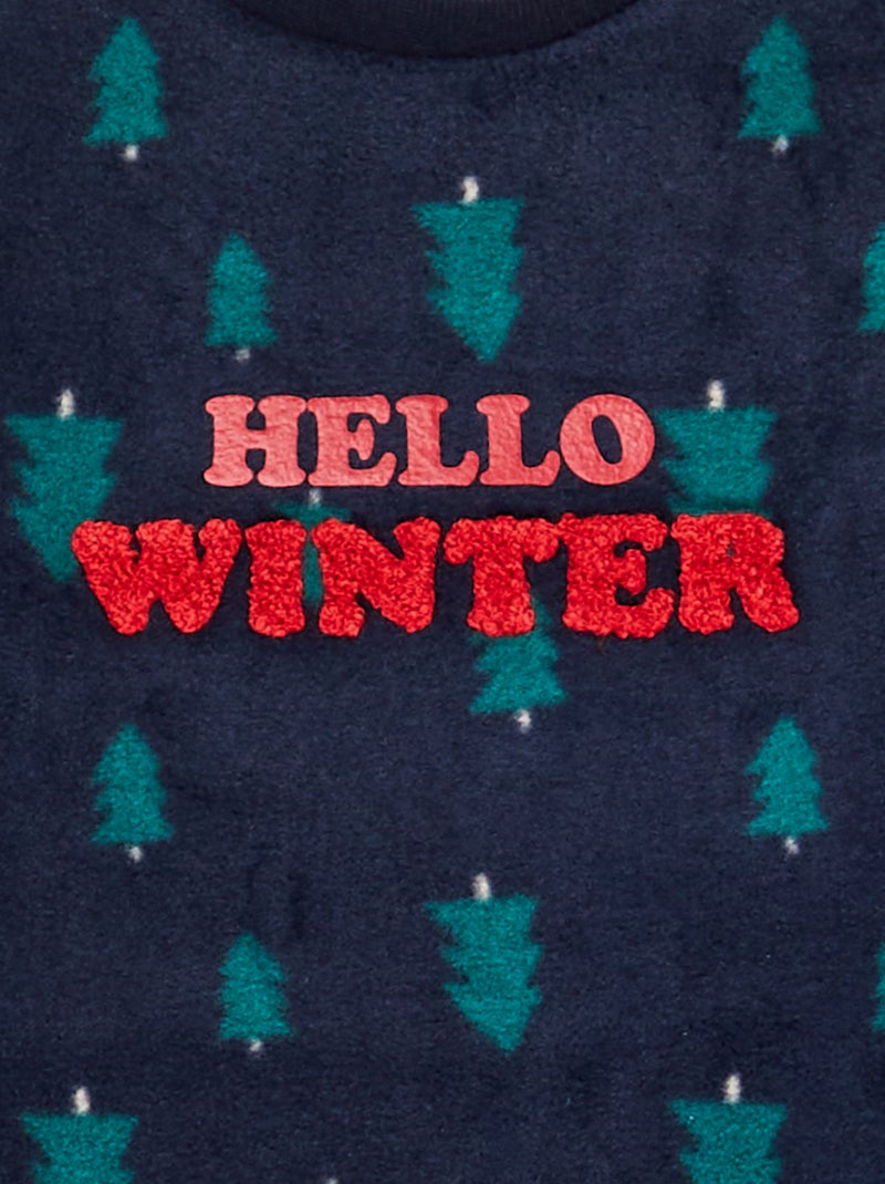 Pyjama long en polaire 'Noël' - 2 poches Marine - Kiabi