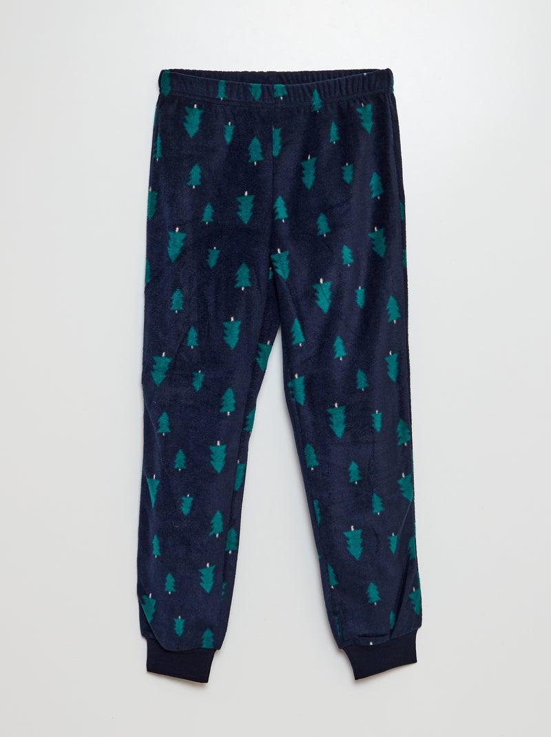 Pyjama long en polaire 'Noël' - 2 poches Marine - Kiabi