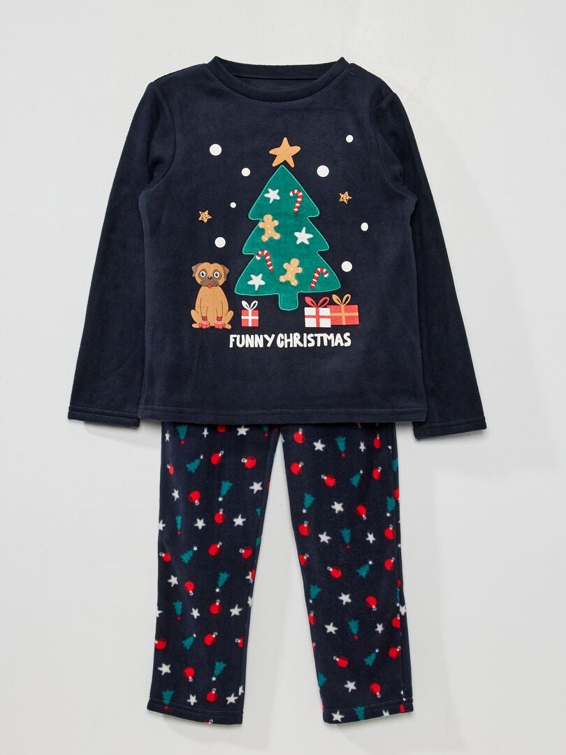 Pyjama long en polaire 'Noël' BLEU - Kiabi