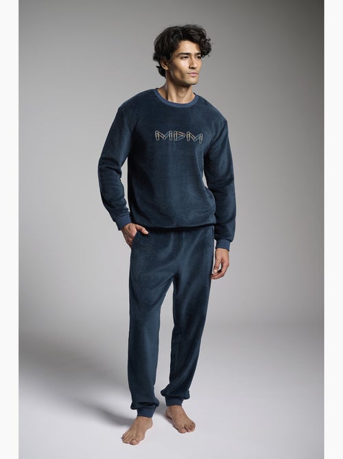 Pyjama long en polaire pour homme avec détails brodés - Kiabi Pyjama long en polaire pour homme avec détails brodés - Kiabi