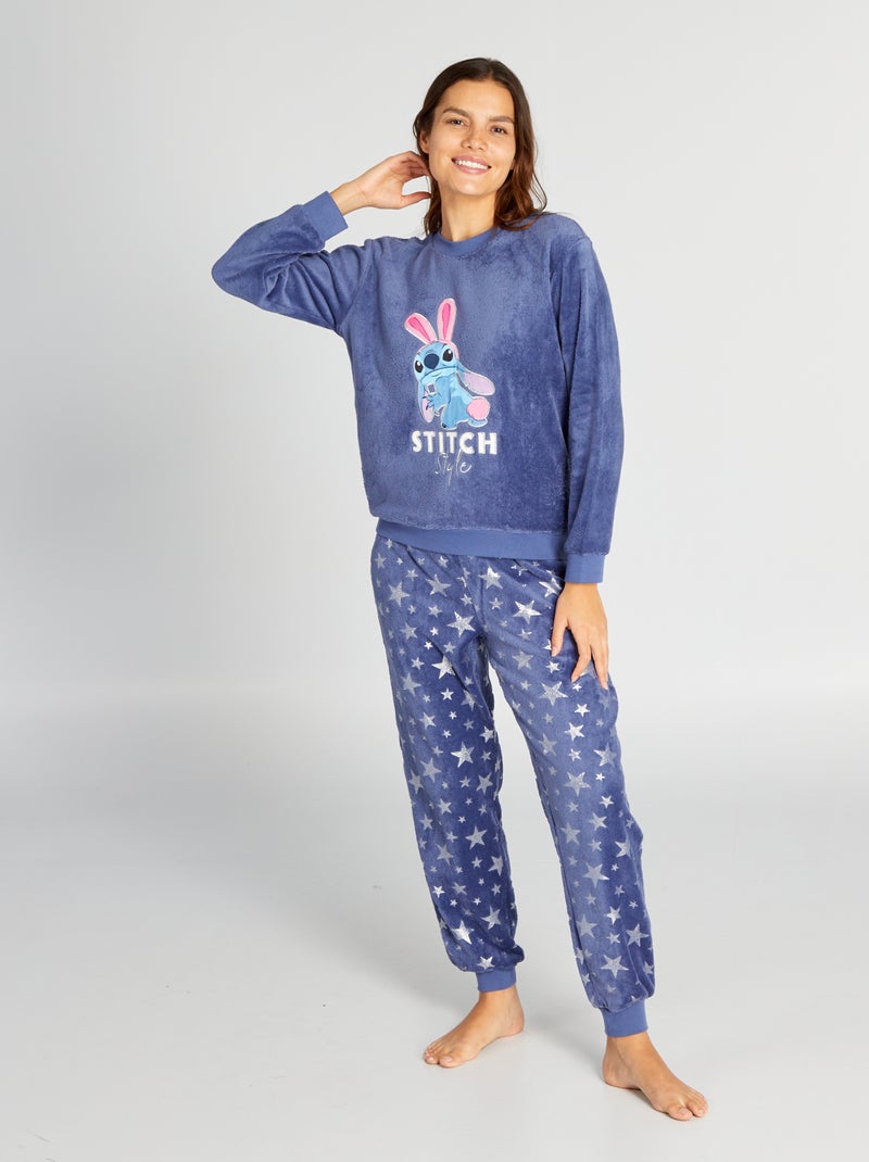 Pyjama long en polaire 'Stitch' - 2 pièces Bleu - Kiabi