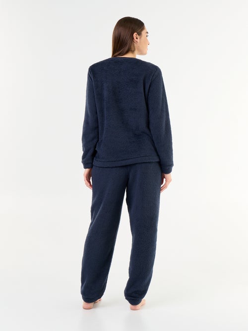 Pyjama long en polaire t-shirt + pantalon - 2 pièces - Kiabi