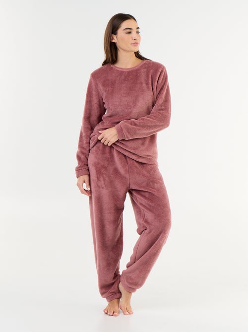 Pyjama long en polaire t-shirt + pantalon - 2 pièces - Kiabi