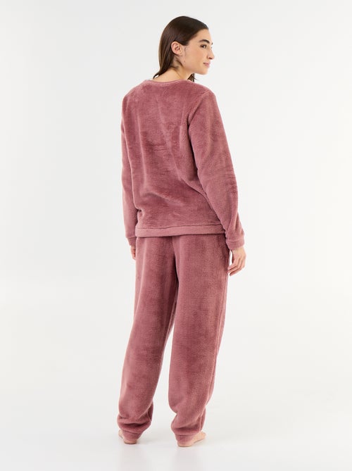 Pyjama long en polaire t-shirt + pantalon - 2 pièces - Kiabi