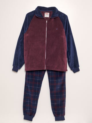 Pyjama long en polaire veste + pantalon - 2 pièces