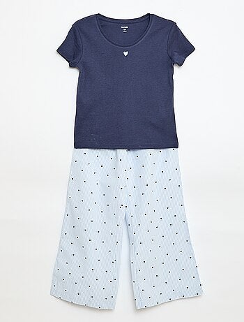 Pyjama long en popeline - 2 pièces