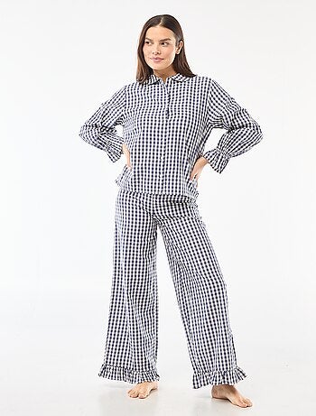 Pyjama long en popeline - 2 pièces