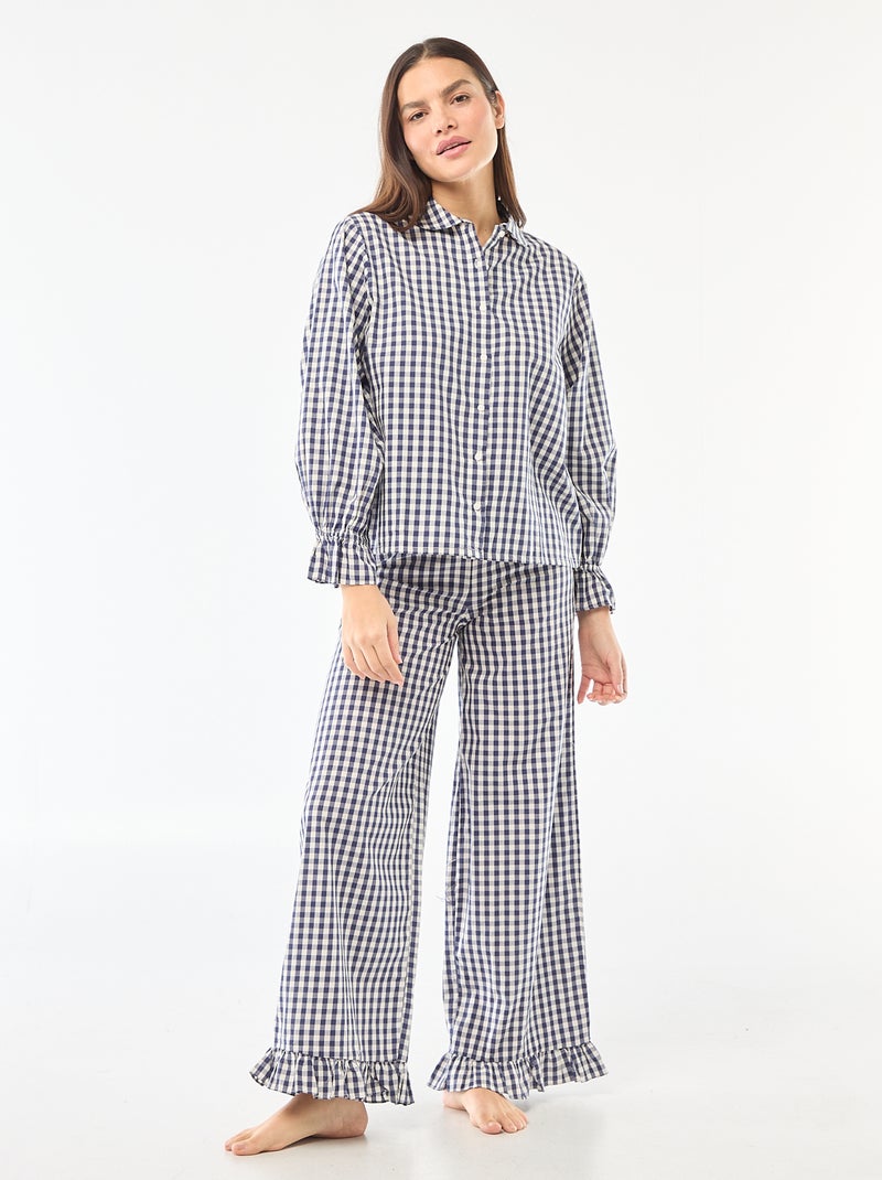 Pyjama long en popeline - 2 pièces